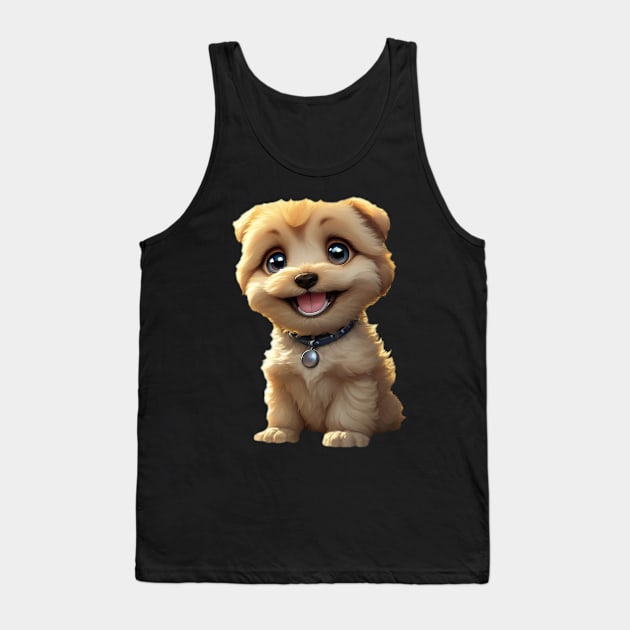 Super Cute, Adorable, Fluffy Puppy Tank Top by allovervintage